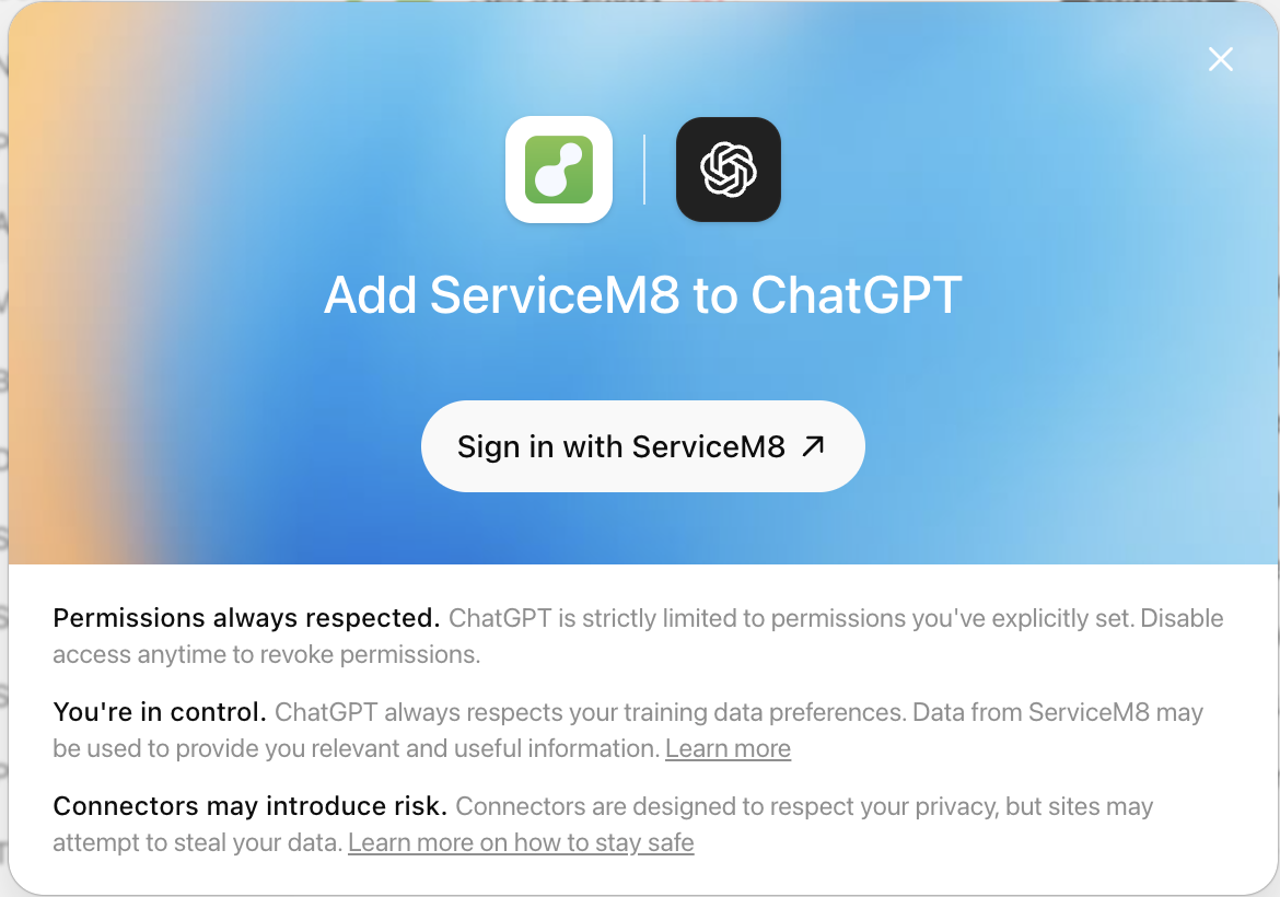 Connect ServiceM8 to ChatGPT with MCP - ServiceM8 Help Center