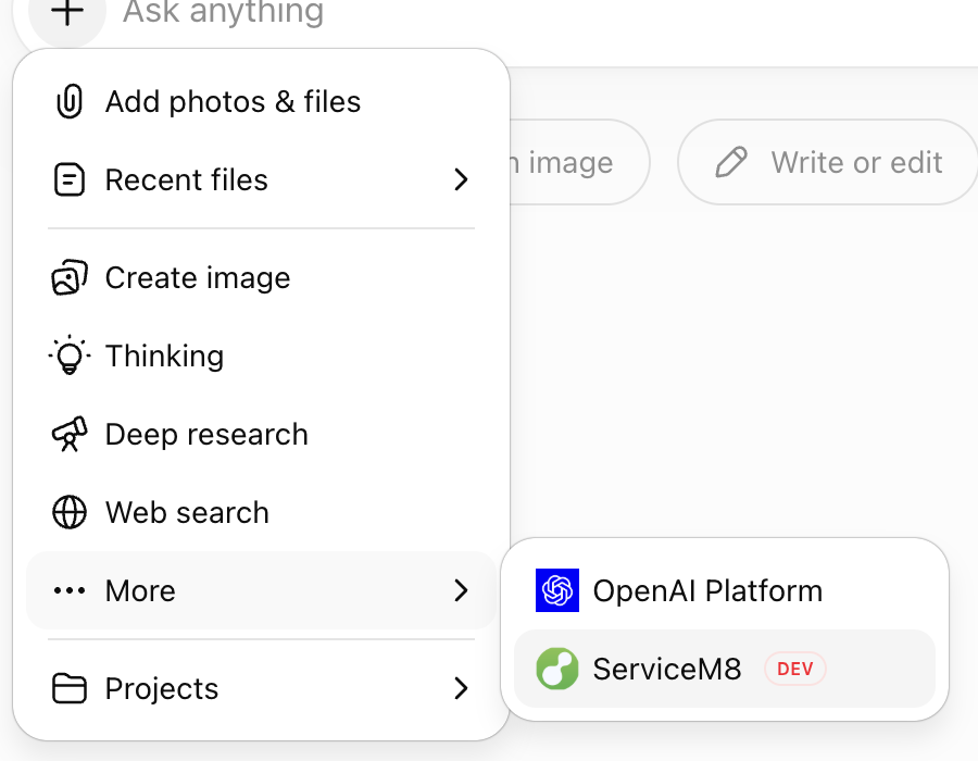 Connect ServiceM8 to ChatGPT with MCP - ServiceM8 Help Center