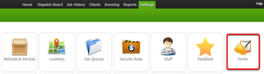 Click Forms under Settings menu
