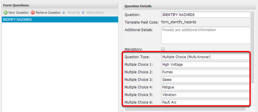 Create form questions and details