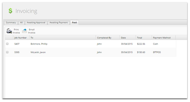 Paid tab