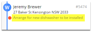 Job card details in the job list