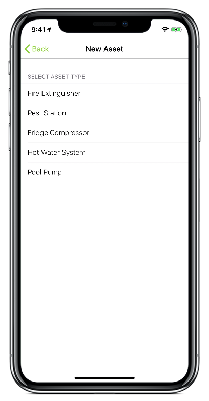 Selecting an Asset Type for new asset
