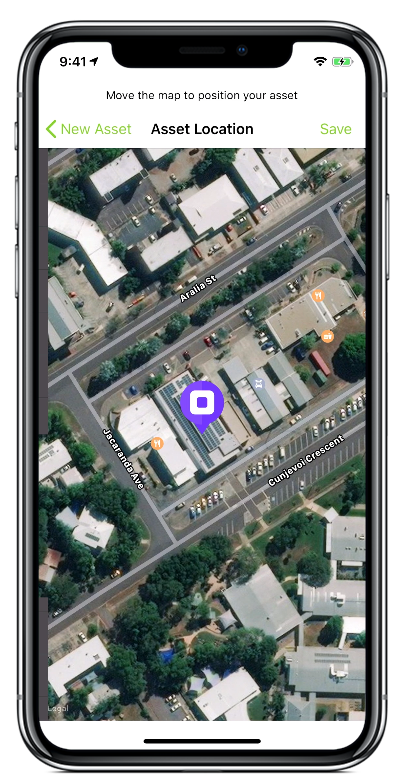 Positioning asset location on the map
