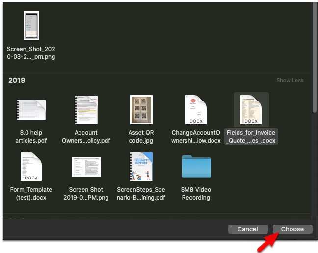 Select a file and click Attach