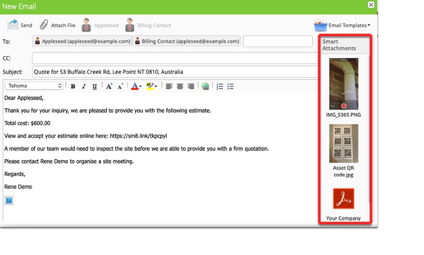 Click on the Smart Attachments to add them