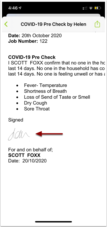 signed form