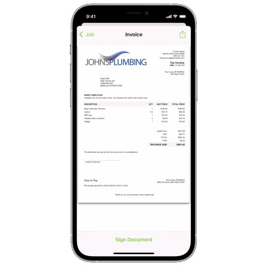 Sending an invoice by email