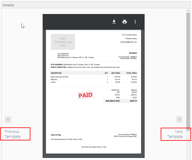 Scrolling ServiceM8 templates