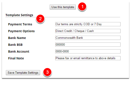 Template settings