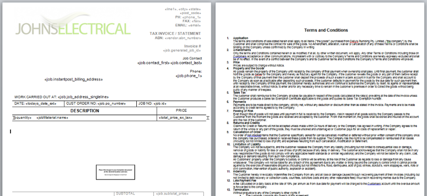 sample terms and conditions page