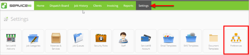 navigating to Preferences