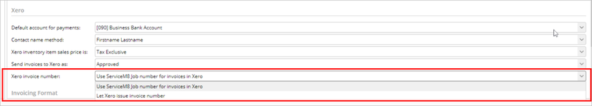 setting Xero invoice number