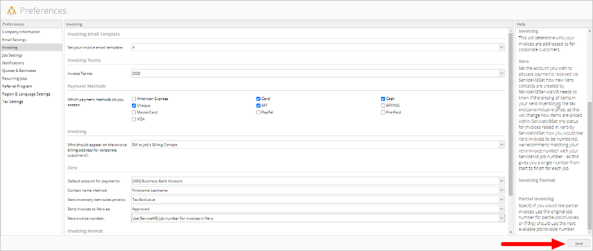 saving preferences