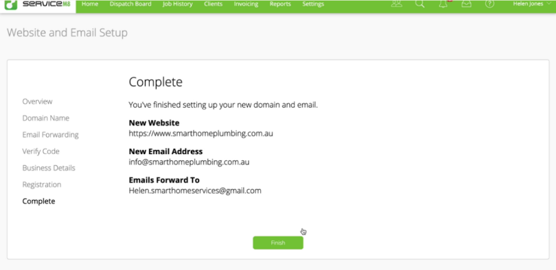 confirmation screen