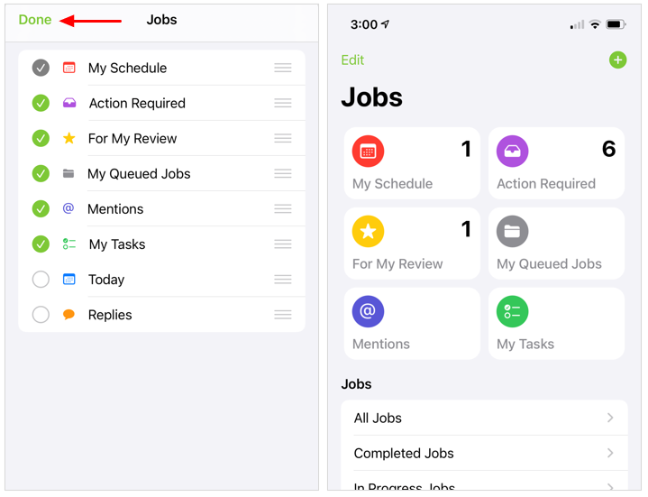 adjusted jobs view