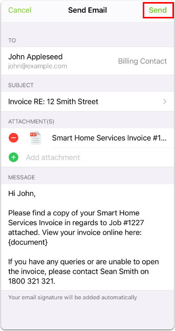 sending invoice