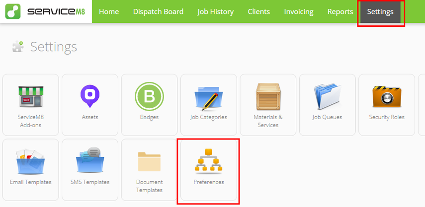 settings > serviceM8 add-ons