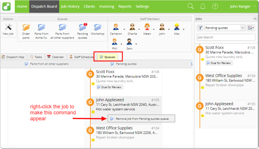 removing a job from a queue