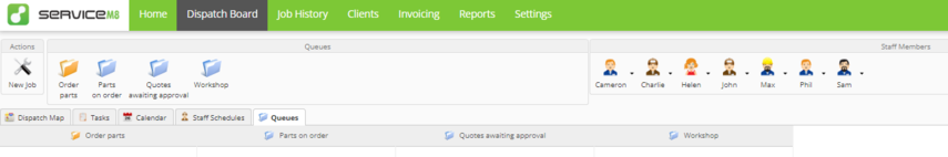 new queues in dispatch board