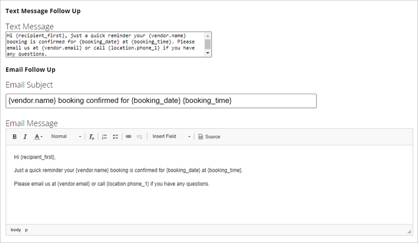 customising message text