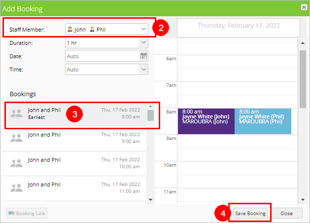 adding a booking from the job card