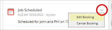 hovering over the job diary entry