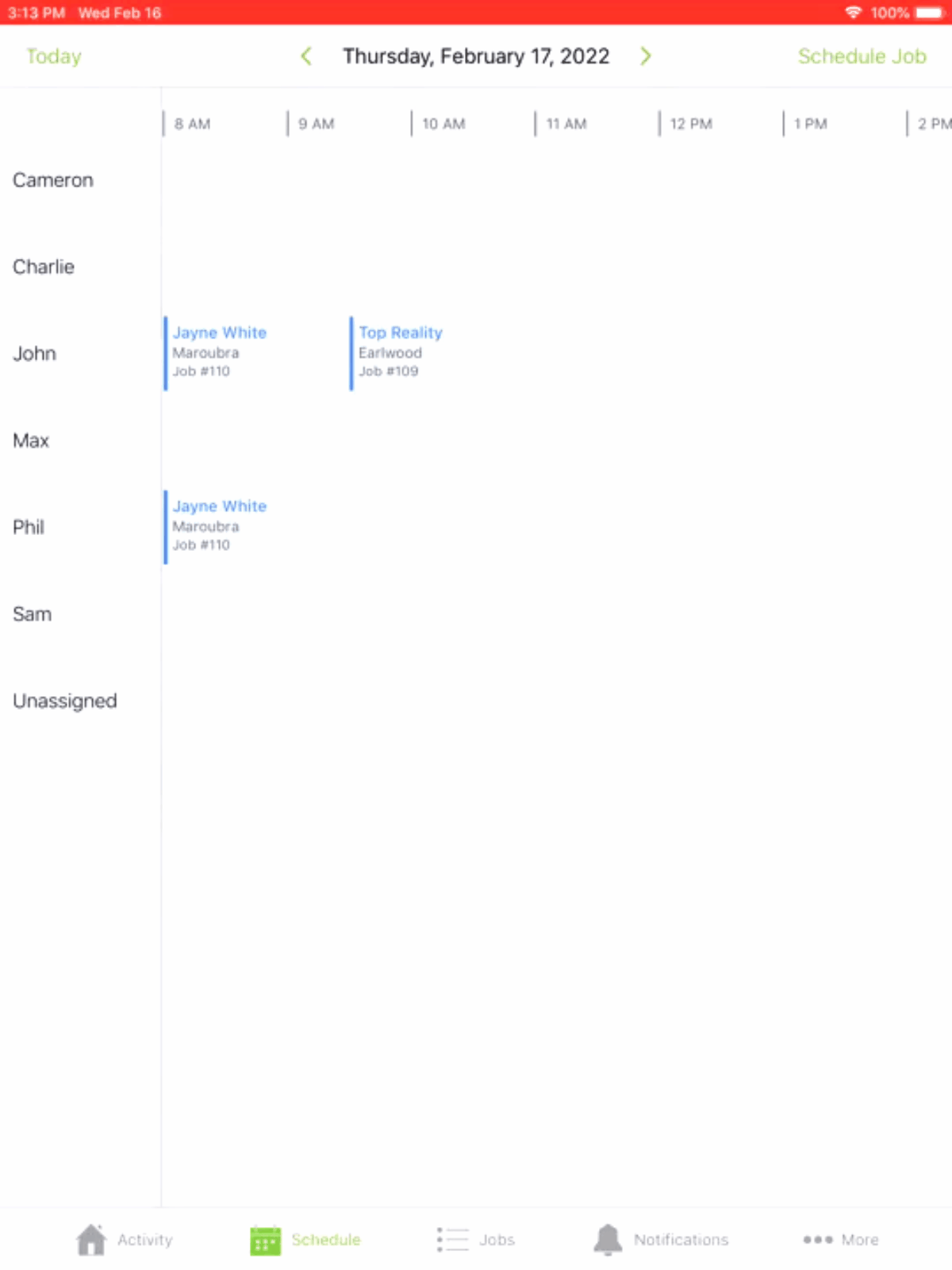 rescheduling booking on ipad