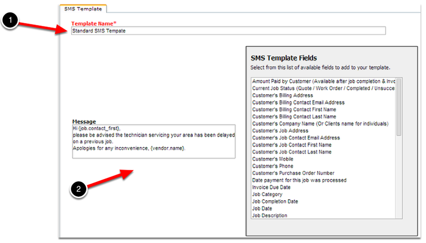 Create a new SMS Template