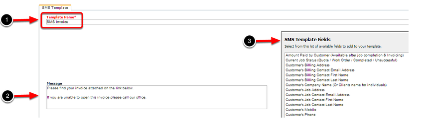 Create a new SMS Template