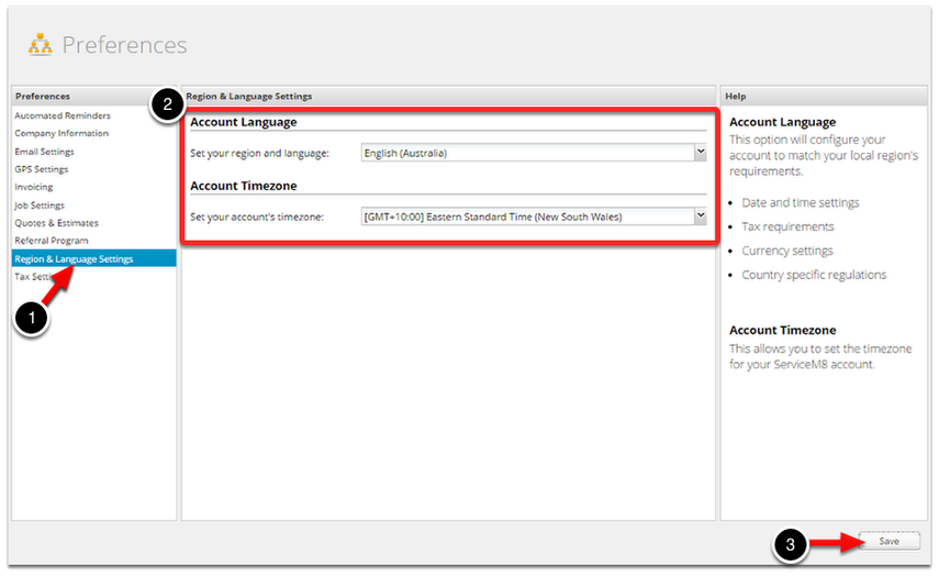 Click the Region & Language Settings option