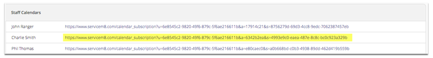 Select and copy the entire URL for the relevant staff member