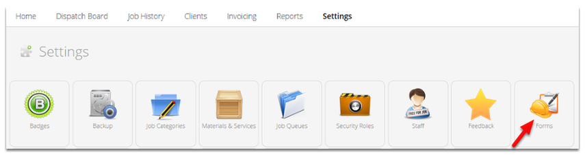 Then go to Settings and click Forms