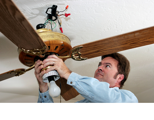 He fixes the fan