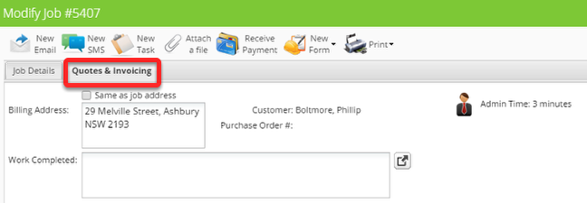 Click Quotes & Invoicing tab