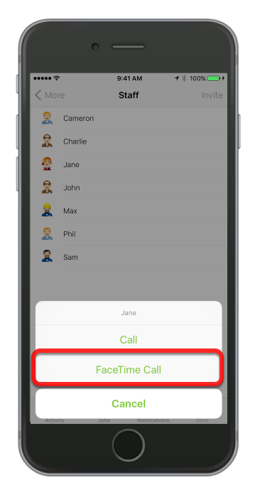 Then tap FaceTime Call