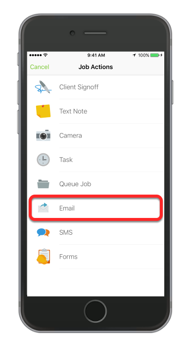 Tap Email