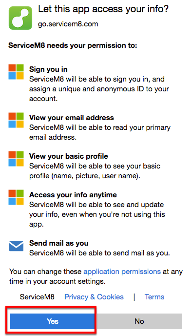 Authorize ServiceM8 to access your Office 365 account