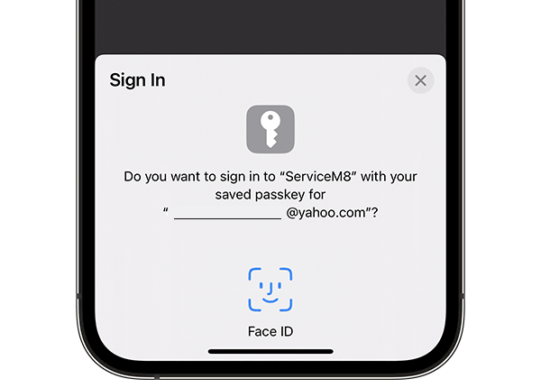 Face ID authentication for passkey sign in