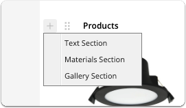 Adding a gallery section via plus button