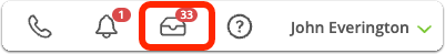 Inbox button in online dashboard