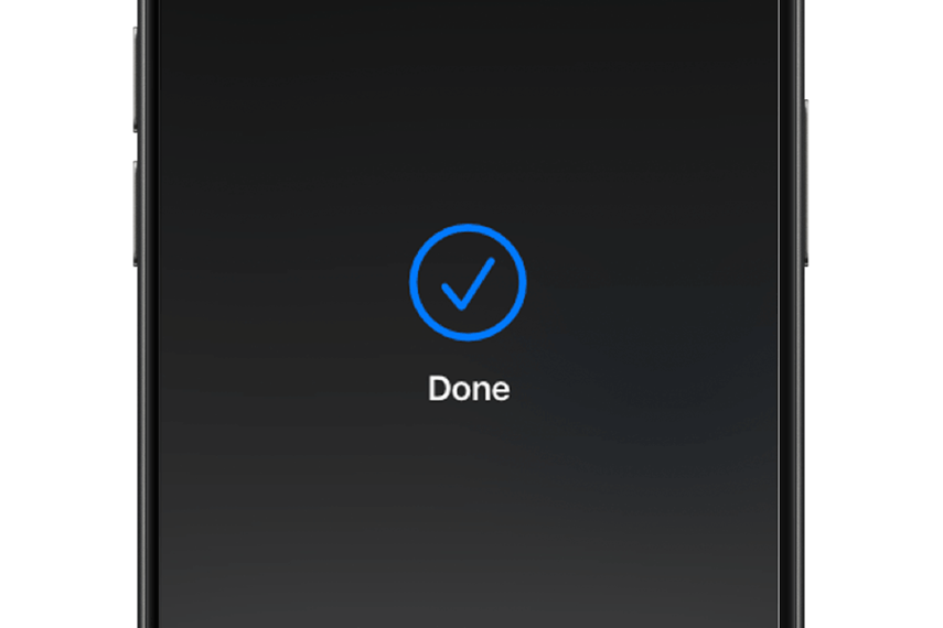 Tap to Pay transaction complete checkmark