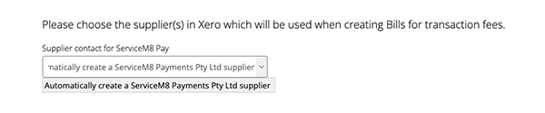 Supplier contact set to ServiceM8 Payments