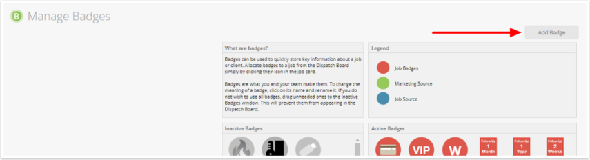 Click Add Badge to create a custom badge
