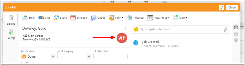 client badge automatically applied to job card