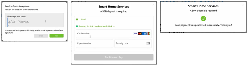 customer workflow - sign, pay, confirm