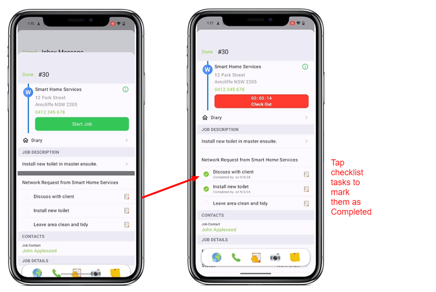 completing network requirements in the ServiceM8 app for Android