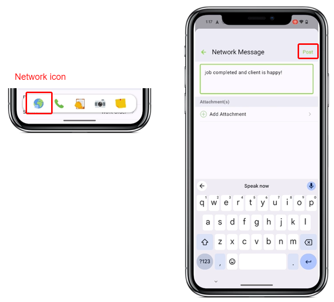 sending Network Updates using the ServiceM8 app for Android