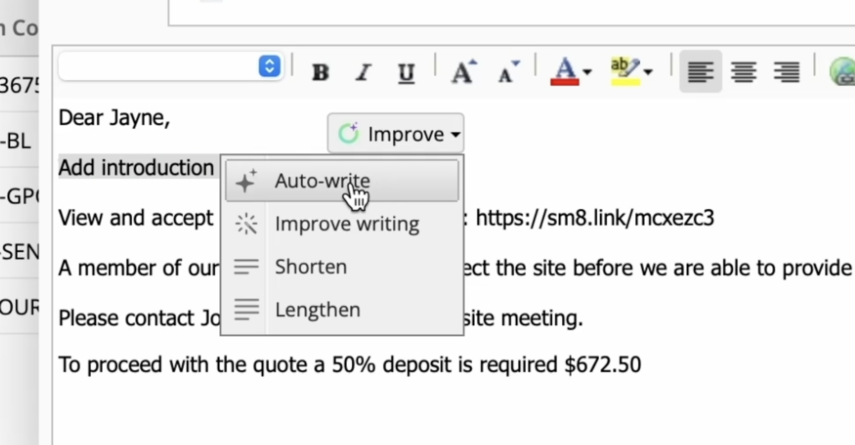 Auto-write option for selected paragraph