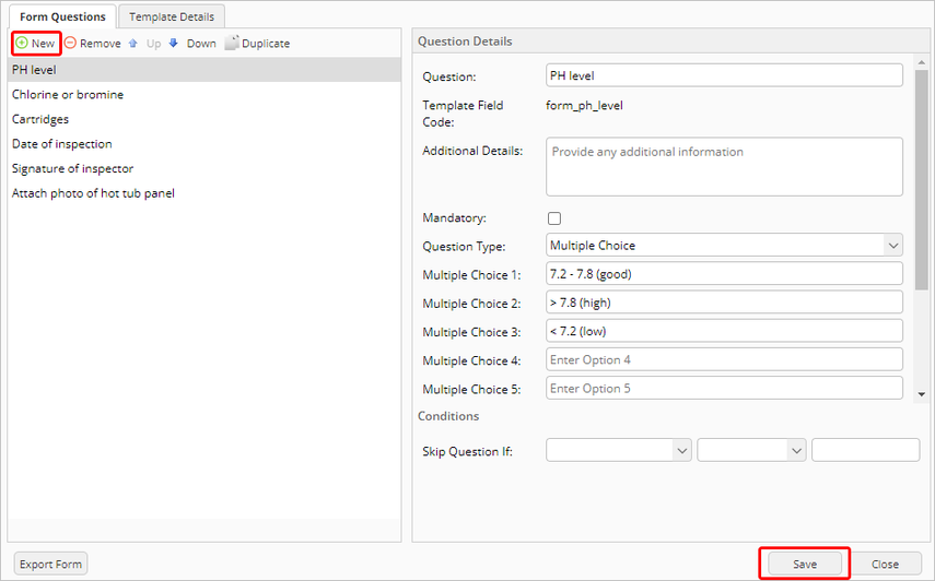 setting your form questions